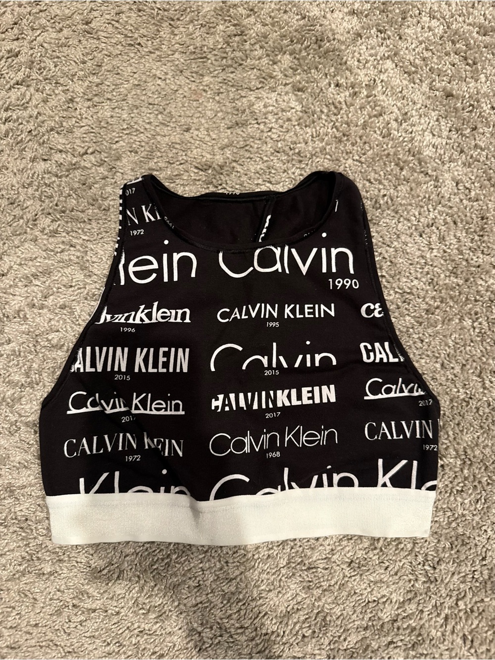 Calvin Klein Black & White Logo Crop Tank